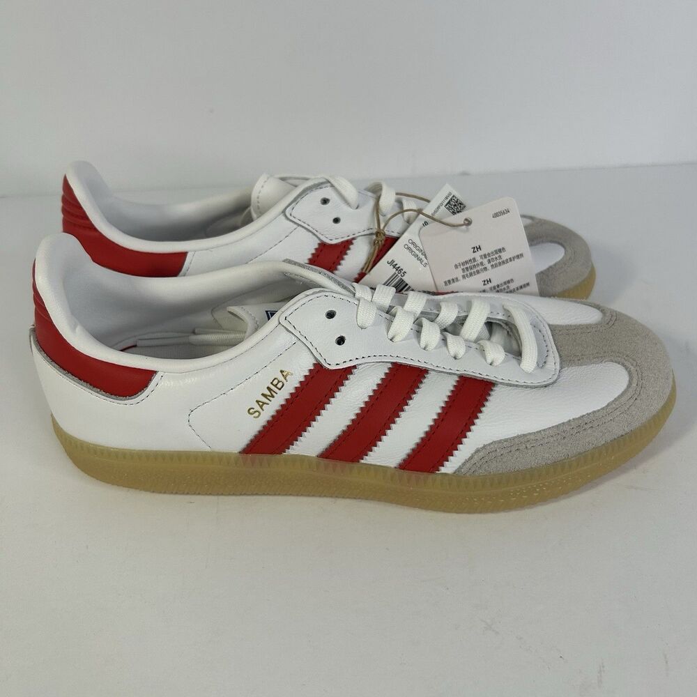 adidas Originals Samba OG C Unisex Kids Athletic Sneaker White/Red US 3 JI4465